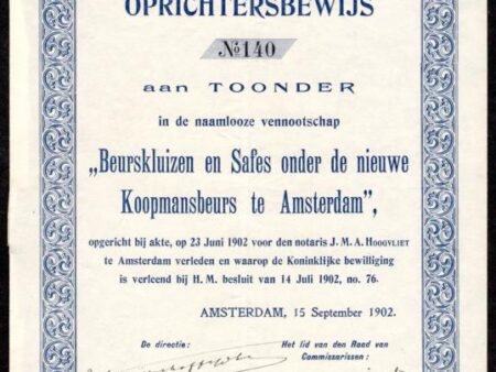 Beurskluizen en Safes onder de nieuwe Koopmansbeurs te Amsterdam